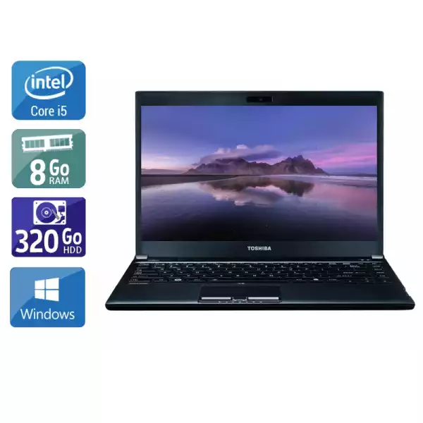 Portégé R930 13,3" Core i5 2,6Ghz 2012 (Windows 10) - Intel Core i5 2,6Ghz - 2 - 8Go DDR3 - 320Go HDD - Intel HD Graphics 4000 - 
Gris / Noir - Windows 10 - AZERTY 