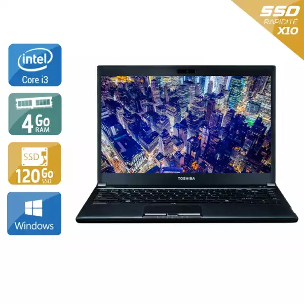 Portégé R930 13,3" Core i3 2,5Ghz 2012 (Windows 10) - Intel Core i3 2,5Ghz - 2 - 4Go  DDR4 - 120Go SSD - Intel HD Graphics 4000 - 
Gris / Noir - Windows 10 - AZERTY 