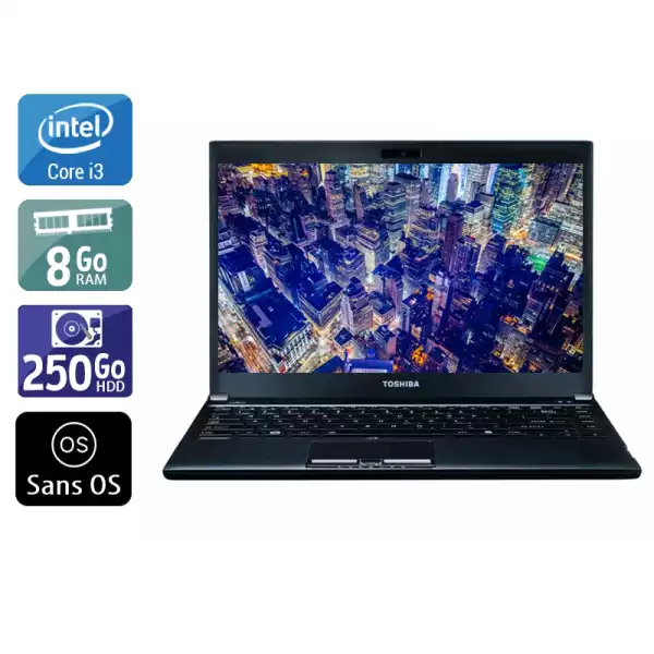 Portégé R930 13,3" Core i3 2,5Ghz 2012 (Sans OS) - Intel Core i3 2,5Ghz - 2 - 8Go DDR3 - 250Go HDD - Intel HD Graphics 4000 - 
Gris / Noir - Sans OS - AZERTY 