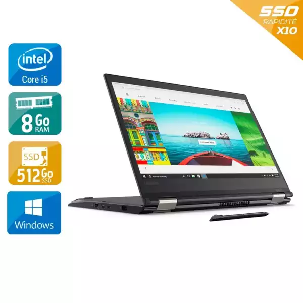 Thinkpad Yoga 370 13,3" Core i5 2,8Ghz 2017 (Windows 10) - Intel Core i5 2,8Ghz - 2 - 8Go  DDR4 - 512Go SSD - Intel HD Graphics 620 - 
Gris / Noir - Windows 10 - AZERTY 