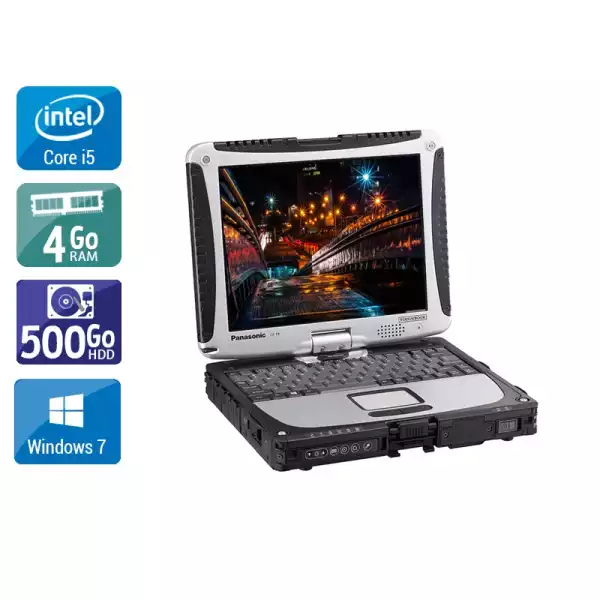 ToughBook CF 19 10" Core i5 2,5Ghz 2011 (Windows 7) - Intel Core i5 2,5Ghz - 2 - 4Go  DDR4 - 500Go HDD - Intel HD Graphics - 
Gris / Noir - Windows 7 - AZERTY 