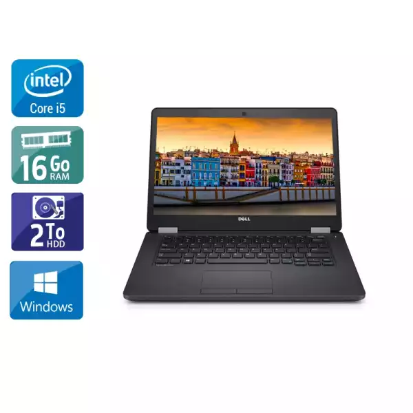 Latitude E5470 14" Core i5 2,4Ghz 2015 (Windows 10) - Intel Core i5 2,4Ghz - 2 - 16Go DDR4 - 2To HDD - Intel HD Graphics 520 - 
Gris / Noir - Windows 10 - AZERTY 