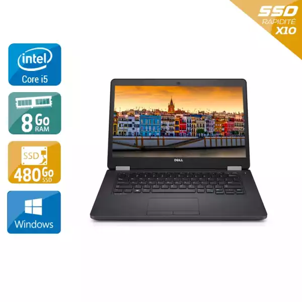 Latitude E5470 14" Core i5 2,4Ghz 2015 (Windows 10) - Intel Core i5 2,4Ghz - 2 - 8Go  DDR4 - 480Go SSD - Intel HD Graphics 520 - 
Gris / Noir - Windows 10 - AZERTY 