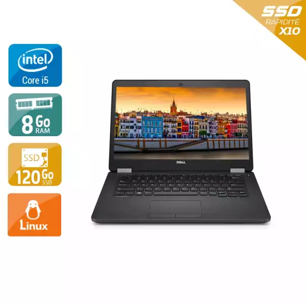 Latitude E5470 14" Core i5 2,4Ghz 2015 (Linux) - Intel Core i5 2,4Ghz - 2 - 8Go  DDR4 - 120Go SSD - Intel HD Graphics 520 - 
Gris / Noir - Linux - AZERTY 