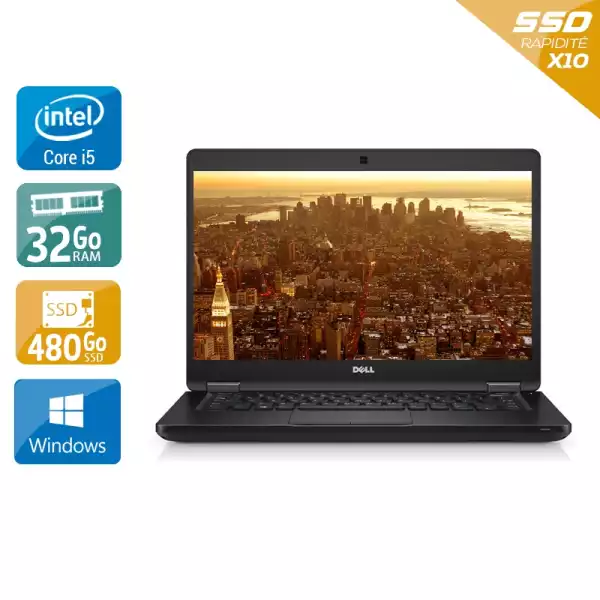 Latitude 5480 14" Core i5 2,4Ghz 2015 (Windows 10) - Intel Core i5 2,4Ghz - 6 - 32Go DDR4 - 480Go SSD - Intel HD Graphics 520 - 
Gris / Noir - Windows 10 - AZERTY 