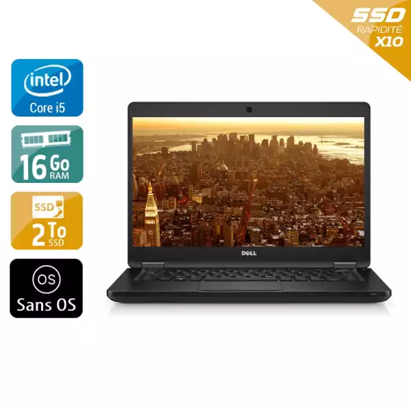 Latitude 5480 14" Core i5 2,4Ghz 2015 (Sans OS) - Intel Core i5 2,4Ghz - 6 - 16Go DDR4 - 2To SSD - Intel HD Graphics 520 - 
Gris / Noir - Sans OS - AZERTY 